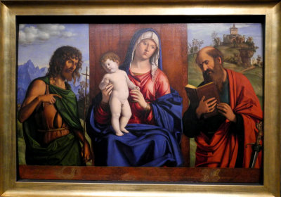 Giovanni Battista Cima da Conegliano, Madonna and Child between Saints John the Baptist and Paul, about 15041505, GAV (9283)