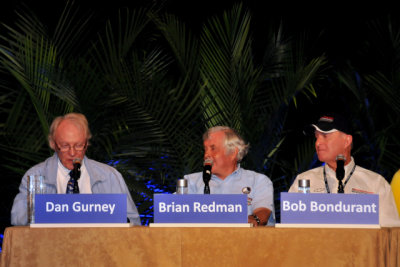 Racing legends Dan Gurney, Brian Redman and Bob Bondurant at Ford GT40 Seminar, Amelia Island Concours d'Elegance, 2013 (9132)