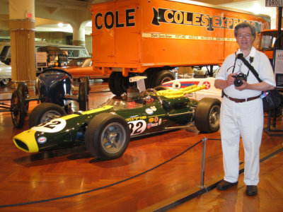 With Lotus Ford that Jim Clark drove to victory in 1965 Indianapolis 500, at Henry Ford Museum, Dearborn, Michigan (IMG_1076)