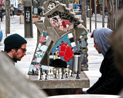 Guys playing chess
