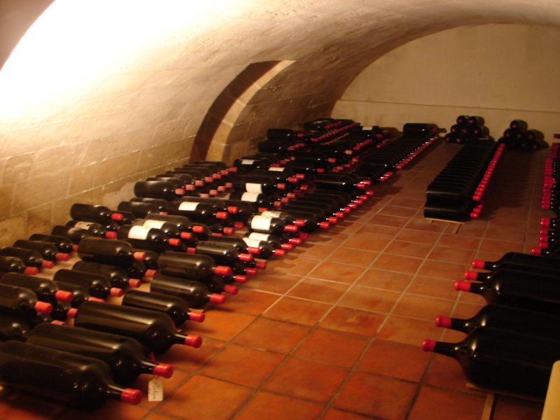 Bottled wine in the cave