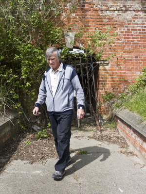 Stan on the steps leading down to the Enright Block