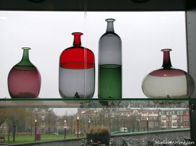 Bottles with city view