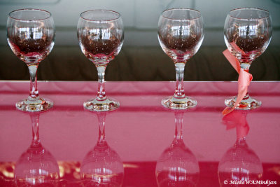 A row of wine glasses