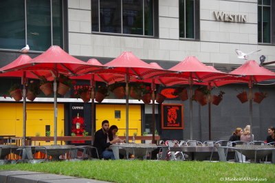 red parasols