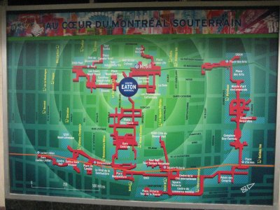 Le plan du Montral souterrain, 30km de tunnels commerciaux sous la ville
