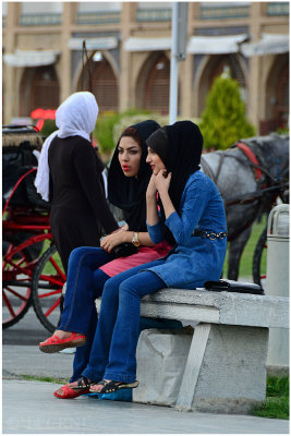 young girls in modern clothes at Naqsh-e Jahan Square