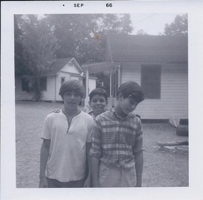 Woody, Jeff, Louie, in the work camp area, 1966