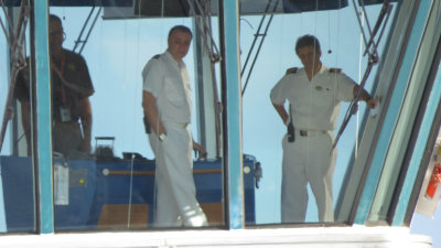 Captain Romano on the bridge