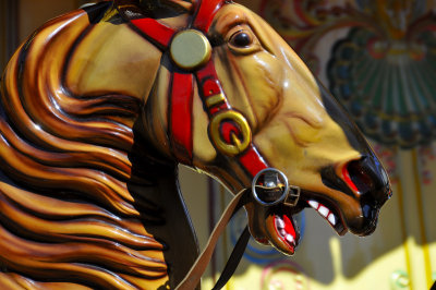 Closeup of carousel horse
