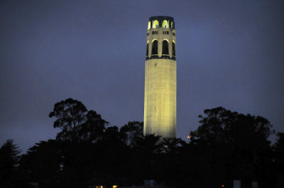 The Coit Tower at dusk