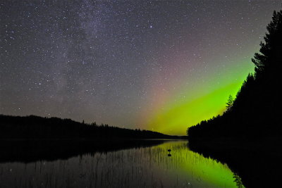 Milky Way and Aurora Borealis