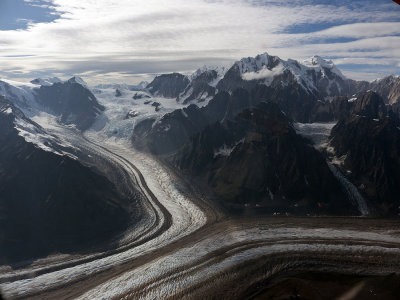 Glaciers flowing out of the Alaska Range