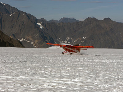 Landing on a glacier