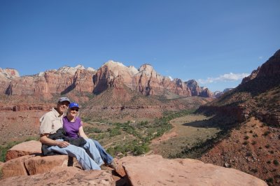 enjoying the view from the Watchman Trail