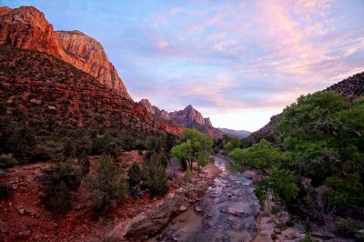 sunset looking downriver to the Watchman