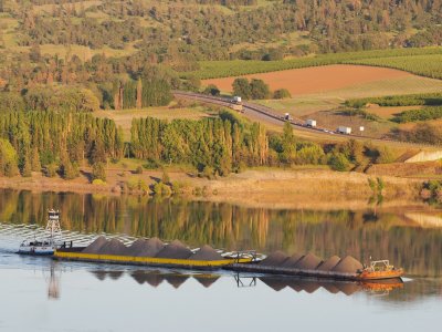 barge on the Columbia River