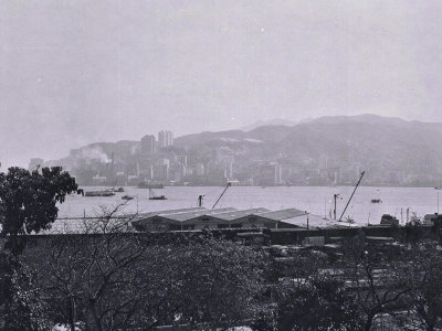 View from hotel, in Kowloon, of Hong Kong Island.