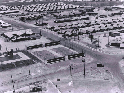 Swimming pool, tennis courts, 45th Engineer Group HQ & HHC hooches