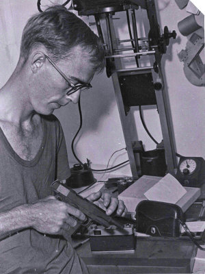 Harry Francis in his photo lab (air conditioned of course)