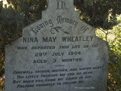 Nina May Wheatley died 29 July 1904