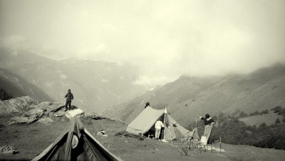 Camping à Gourette 1956, après un gros orage nocturne