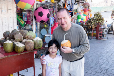 Amna and I sharing a coconut