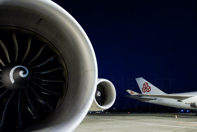 Two generations 747's parked on the apron