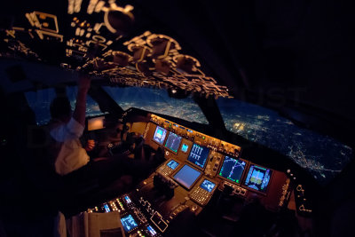 Flying high over Beijing. As seen from the 747-8 cockpit