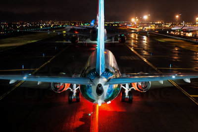 Air Caribbean 737-800 as seen from behind 