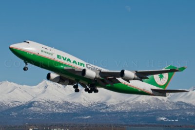 EVA Air Cargo 747-400, Cathay Pacific Cargo 747-400, Takeoff Anchorage