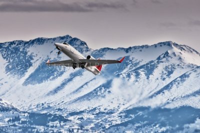 Learjet, taking off Anchorage
