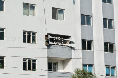 Loudspeakers on buildings, Pyongyang