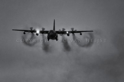 Canadian Airforce C130 smoking on final