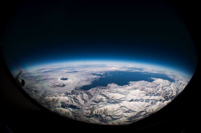 Flying high over a Winter-Turkey landscape