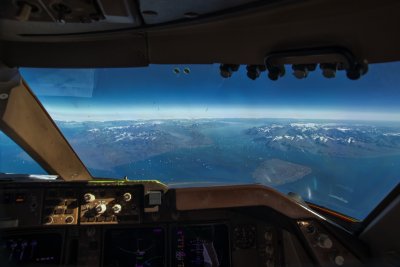 Greenland as seen from the cockpit