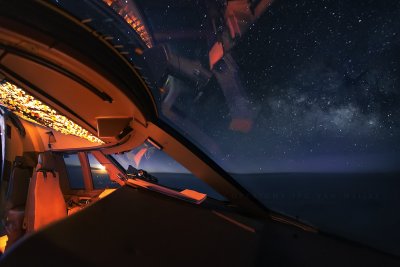 Night flight over the Pacific