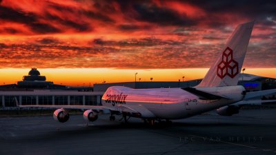 Cargolux 747-400 under a beautiful sky