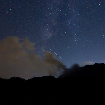 Meteor meets Milky Way meets Active Volcano 2
