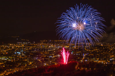 Clermont-Ferrand with Quatorze Juillet fireworks