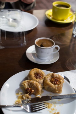 baklava, coffee tubruk
