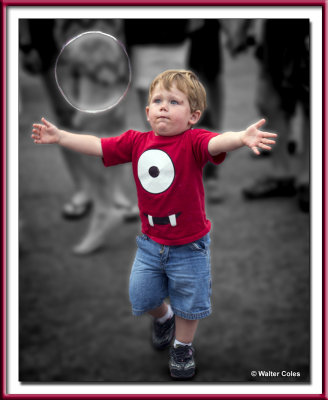 NEX6 Canon 50 1p4 Main St Kids + Bubbles (5) T5V Framed.jpg