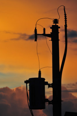 Sunset on a Filipino electric pole