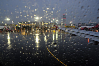 Vienna Intl Airport under rain