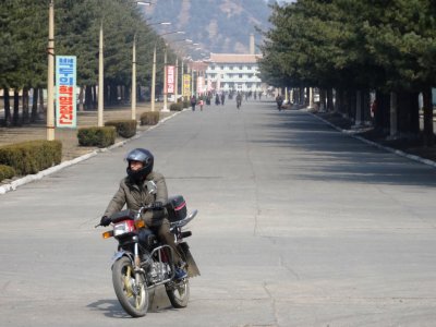 Motorcyclist - Main Boulevard in Hyangsan