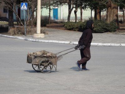 Woman Pulling Cart of Rocks - Hyangsan.jpg