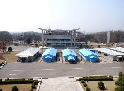 Joint Security Area from Pan Mun Gak - A Completely Deserted South Korean Side, Minus the Hundreds of Cameras.jpg
