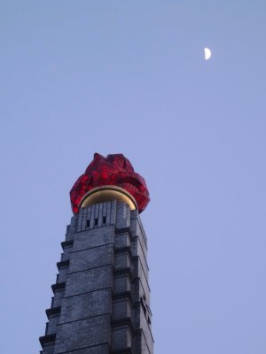 Juche Tower 주체사상탑 and Moon (2)