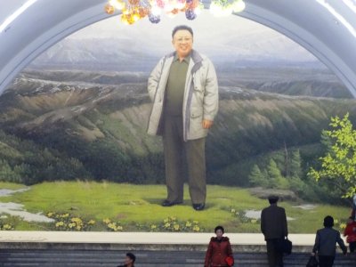 Kim Jung-Il Mural - Puhung Station - Pyongyang Metro 평양지하철