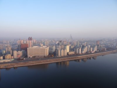 Morning Fog Over Pyongyang - Large Building is Kim Chaek University of Technology.jpg
